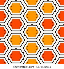 Contemporary honeycomb geometric pattern. Repeated hexagon ornament. Modern mosaic tiles background. Seamless surface abstract design. Geo wallpaper. Digital paper, textile print. Vector illustration