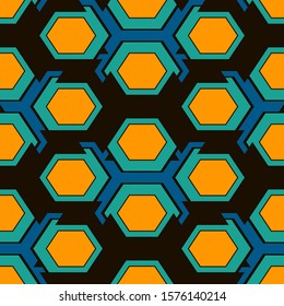 Contemporary honeycomb geometric pattern. Repeated hexagon ornament. Modern mosaic tiles background. Seamless surface abstract design. Geo wallpaper. Digital paper, textile print. Vector illustration