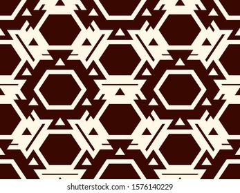 Contemporary honeycomb geometric pattern. Repeated hexagon ornament. Modern mosaic tiles background. Seamless surface abstract design. Geo wallpaper. Digital paper, textile print. Vector illustration