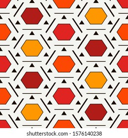 Contemporary honeycomb geometric pattern. Repeated hexagon ornament. Modern mosaic tiles background. Seamless surface abstract design. Geo wallpaper. Digital paper, textile print. Vector illustration