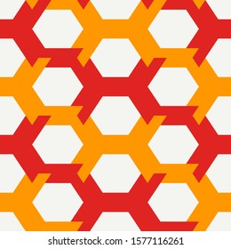 Contemporary honeycomb geometric pattern. Repeated hexagon ornament. Modern mosaic tiles background. Seamless surface abstract design. Geo wallpaper. Digital paper, textile print. Vector illustration