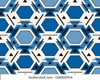 Contemporary honeycomb geometric pattern. Repeated hexagon ornament. Modern mosaic tiles background. Seamless surface abstract design. Geo wallpaper. Digital paper, textile print. Vector illustration