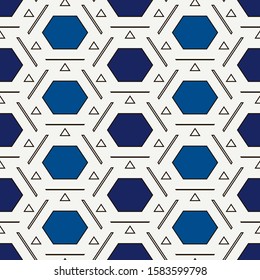 Contemporary honeycomb geometric pattern. Repeated hexagon ornament. Modern mosaic tiles background. Seamless surface abstract design. Geo wallpaper. Digital paper, textile print. Vector illustration