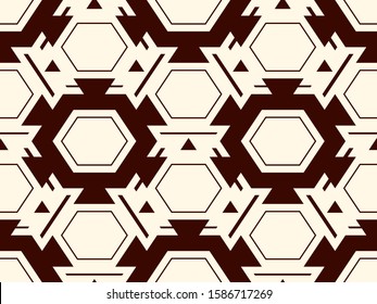 Contemporary honeycomb geometric pattern. Repeated hexagon ornament. Modern mosaic tiles background. Seamless surface abstract design. Geo wallpaper. Digital paper, textile print. Vector illustration