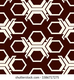 Contemporary honeycomb geometric pattern. Repeated hexagon ornament. Modern mosaic tiles background. Seamless surface abstract design. Geo wallpaper. Digital paper, textile print. Vector illustration