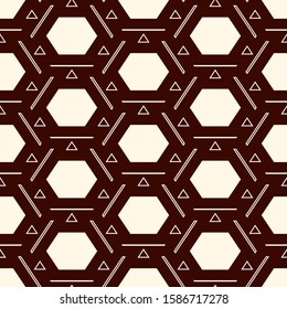 Contemporary honeycomb geometric pattern. Repeated hexagon ornament. Modern mosaic tiles background. Seamless surface abstract design. Geo wallpaper. Digital paper, textile print. Vector illustration