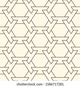 Contemporary honeycomb geometric pattern. Repeated hexagon ornament. Modern mosaic tiles background. Seamless surface abstract design. Geo wallpaper. Digital paper, textile print. Vector illustration