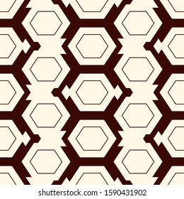 Contemporary honeycomb geometric pattern. Repeated hexagon ornament. Modern mosaic tiles background. Seamless surface abstract design. Geo wallpaper. Digital paper, textile print. Vector illustration