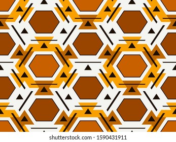 Contemporary honeycomb geometric pattern. Repeated hexagon ornament. Modern mosaic tiles background. Seamless surface abstract design. Geo wallpaper. Digital paper, textile print. Vector illustration