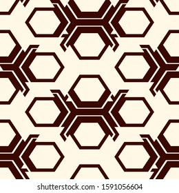 Contemporary honeycomb geometric pattern. Repeated hexagon ornament. Modern mosaic tiles background. Seamless surface abstract design. Geo wallpaper. Digital paper, textile print. Vector illustration