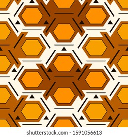 Contemporary honeycomb geometric pattern. Repeated hexagon ornament. Modern mosaic tiles background. Seamless surface abstract design. Geo wallpaper. Digital paper, textile print. Vector illustration