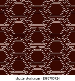 Contemporary honeycomb geometric pattern. Repeated hexagon ornament. Modern mosaic tiles background. Seamless surface abstract design. Geo wallpaper. Digital paper, textile print. Vector illustration