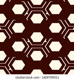 Contemporary honeycomb geometric pattern. Repeated hexagon ornament. Modern mosaic tiles background. Seamless surface abstract design. Geo wallpaper. Digital paper, textile print. Vector illustration