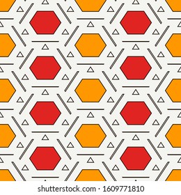 Contemporary honeycomb geometric pattern. Repeated hexagon ornament. Modern mosaic tiles background. Seamless surface abstract design. Geo wallpaper. Digital paper, textile print. Vector illustration