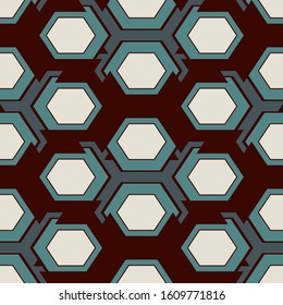Contemporary honeycomb geometric pattern. Repeated hexagon ornament. Modern mosaic tiles background. Seamless surface abstract design. Geo wallpaper. Digital paper, textile print. Vector illustration