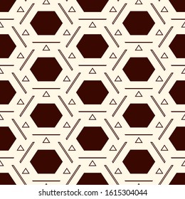 Contemporary honeycomb geometric pattern. Repeated hexagon ornament. Modern mosaic tiles background. Seamless surface abstract design. Geo wallpaper. Digital paper, textile print. Vector illustration