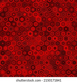 Contemporary honeycomb geometric pattern. Repeated hexagon ornament. Modern mosaic tiles background. Red ruby gem seamless surface abstract design. Digital paper, textile print. Vector illustration