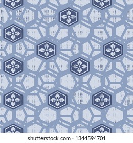 Contemporary honeycomb tile geometric pattern. Repeated hexagons ornament. Modern mosaic background. Seamless surface abstract design. Geo wallpaper. Digital paper, textile print. Vector art - Vector
