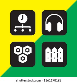 contemporary icon. 4 contemporary set with hexagonal, time, furniture and household and music and multimedia vector icons for web and mobile app