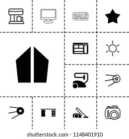 Contemporary icon. collection of 13 contemporary filled and outline icons such as vacuum cleaner, star, sun, camera. editable contemporary icons for web and mobile.