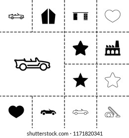 Contemporary icon. collection of 13 contemporary filled and outline icons such as star, factory, cabriolet, car, office desk. editable contemporary icons for web and mobile.
