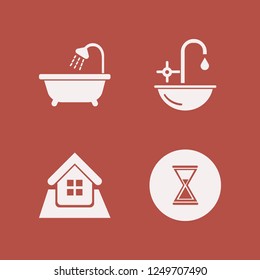 contemporary icon. contemporary vector icons set bathroom shower, home, sink and hourglass