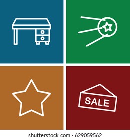 Contemporary icons set. set of 4 contemporary outline icons such as office desk, star