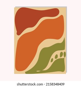 ilustración contemporánea de forma aleatoria con arte de fondo beige de color marrón naranja y verde,