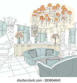 Contemporary interior doodles.