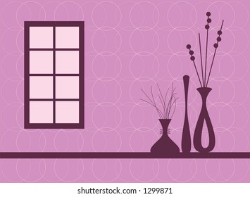 Contemporary interior silhouettes. Fully editable vector illustration.