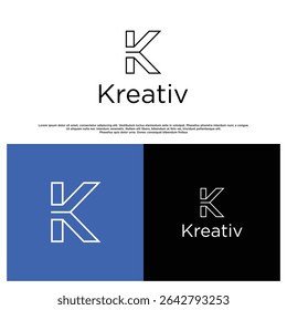 Monograma K contemporâneo com forma minimalista, projetado para marca de alto impacto e versátil.