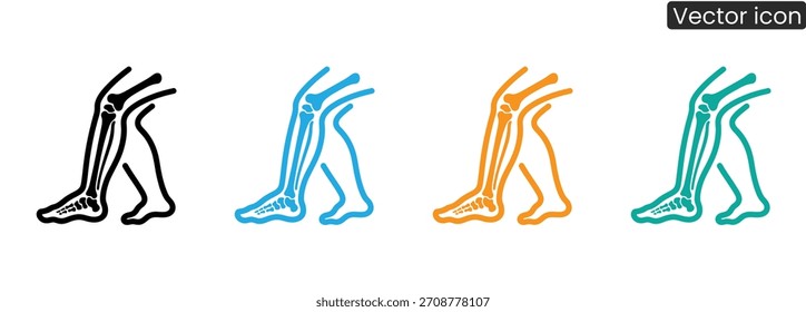 Un icono contemporáneo del hueso de la pierna en múltiples colores, perfecto para proyectos relacionados con la salud, ilustraciones médicas y para promover el bienestar con su diseño claro y moderno.