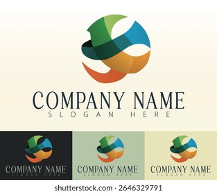 Un diseño de logotipo contemporáneo que muestra una forma de esfera creativa.