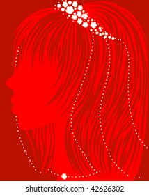 Contemporary looking bride. red  background. beautiful woman.