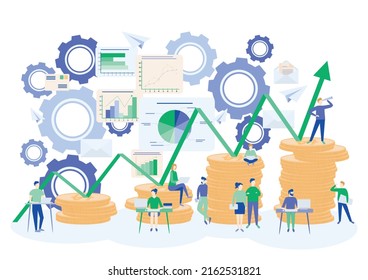 Contemporary management concept business. Colored vector illustration.