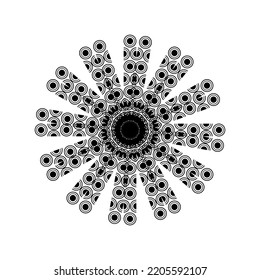 Mandala contemporánea hecha de composición en forma de círculo y medio círculo. Mandala contemporánea moderna para el logotipo, la organización, la decoración o el diseño gráfico. Ilustración vectorial

