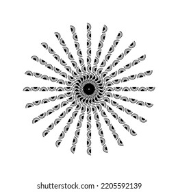 Mandala contemporánea hecha de composición en forma de círculo y medio círculo. Mandala contemporánea moderna para el logotipo, la organización, la decoración o el diseño gráfico. Ilustración vectorial
