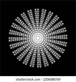Zeitgenössisches Mandala aus Circle und Half Circle Shape-Zusammensetzung. Modernes zeitgenössisches Mandala für Logo, Ornate, Dekoration oder Grafikdesign. Vektorgrafik
