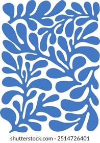 Contemporary Matisse inspired art background vector. Abstract botanical hand drawn poster design with leaves and branches. Simple modern style illustrated design for print, cover, card and wall art.
