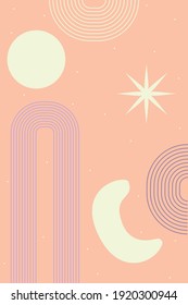 Contemporary minimalist background modern boho style. Modern Design for postcards, posters, T-shirts, invitations, wall decor, covering or flyers. Vector flat cartoon  illustration