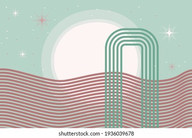 Contemporary minimalist background modern boho style. Boho design for postcards, nursery walldecor, T-shirts, summer iparty nvitations. Vector flat cartoon illustration
