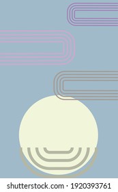 Contemporary minimalist geometric background in modern boho style. design for greeting cards, posters,T-shirts, wall decor, invitations or flyers. Vector cartoon illustration