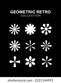 Elementos geométricos minimalistas contemporáneos estrella, oval, espiral, flor y otros. Conjunto de Vector de elemento gráfico moderno de moda