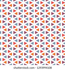 Contemporary minimalist geometric pattern. Repeated triangles ornament. Modern abstract background. Seamless surface design. Simple wallpaper. Digital paper, textile print. Vector art