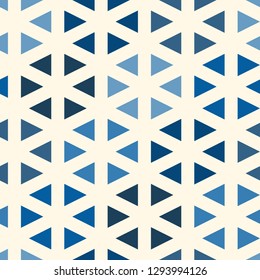 Contemporary minimalist geometric pattern. Repeated triangles ornament. Modern abstract background. Seamless surface design. Simple wallpaper. Digital paper, textile print. Vector art
