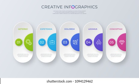 Contemporary minimalist vector infographic design with five options. Global swatches.