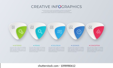 Contemporary minimalist vector infographic design with five options. Global swatches.