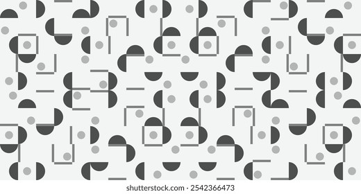 A contemporary, modern abstract pattern that showcases geometric shapes in varying shades of black and gray tones