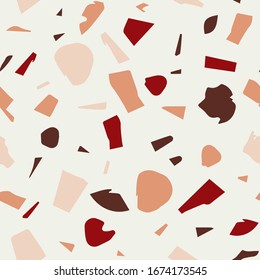 Contemporary modern abstract terrazzo art print. Isolated collage texture shapes. Vector seamless pattern