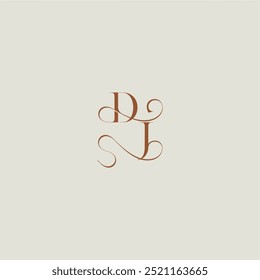 contemporary modern curvy DJ initial with thin line monogram wedding style logo concept letter